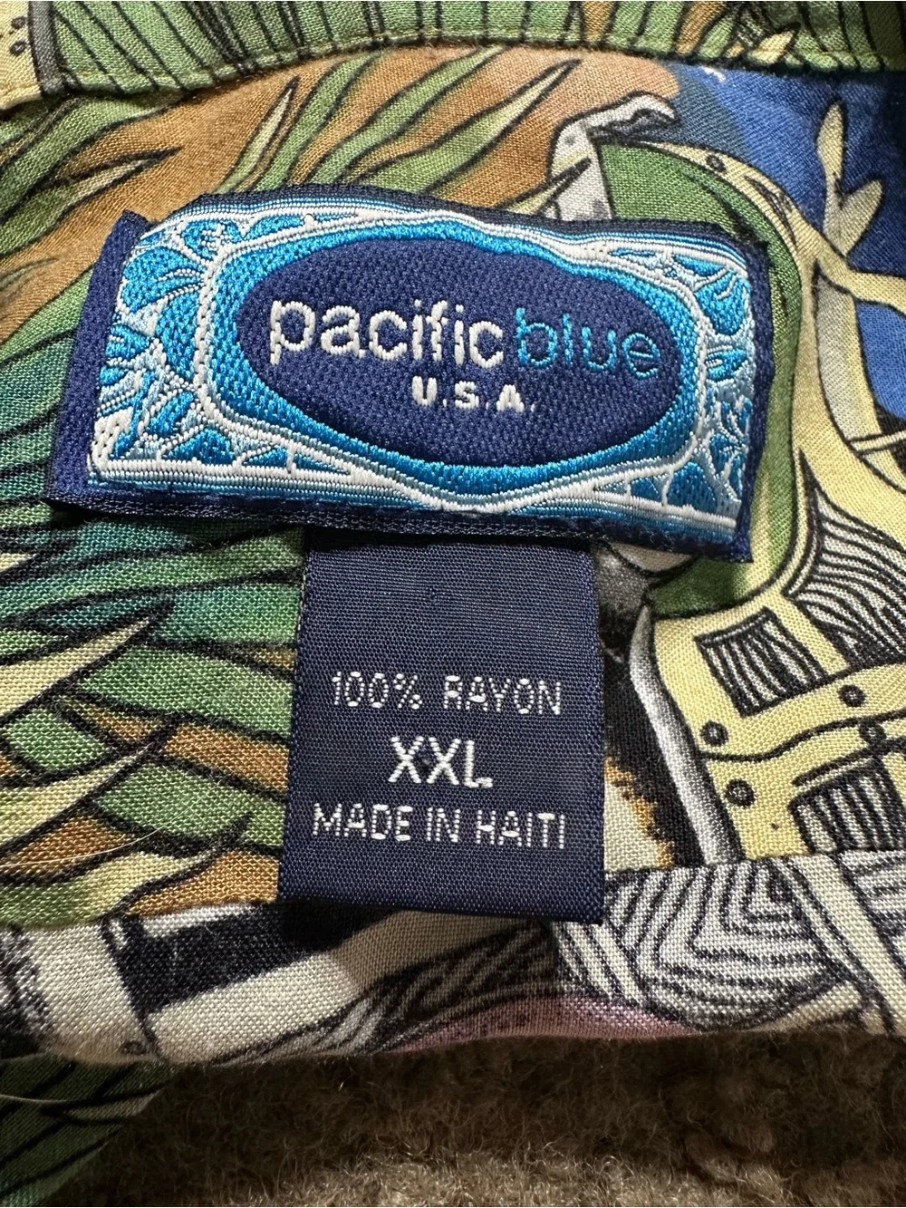 Tropical Print Short-Sleeve Shirt - PACIFIC BLUE USA brand  2XL
